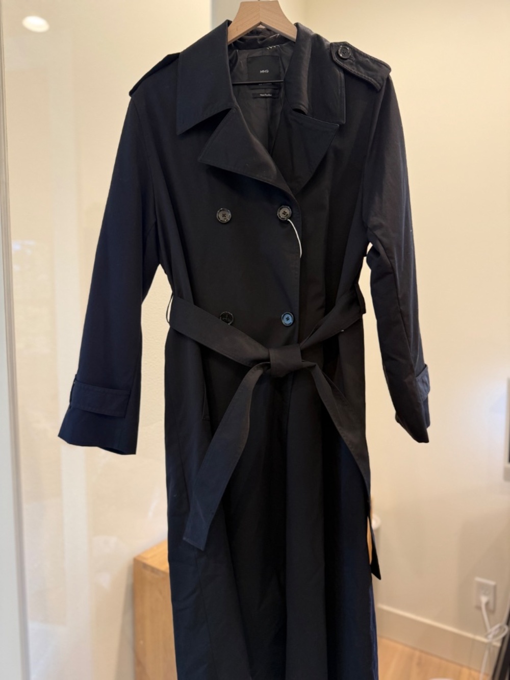 Mango Trench Coat Size Large Black